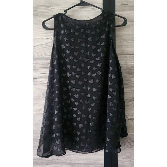 ALICE + OLIVIA Black Sheer METALLIC Bruden Heart Top Sleeveless Size Small NWT - Picture 3 of 4